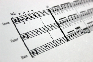 Drumline music composition for marching band and indoor percussion