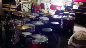 studio yamaha drum set combined