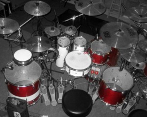 studio drumset black and white