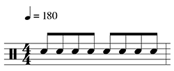 eighth notes at 180bpm