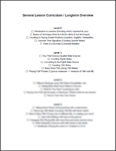 Drum lesson curriculum overview outline