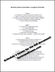 Drumset lessons itinerary and overview outline