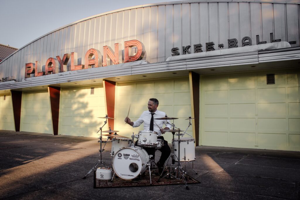 Patrick Blakley drumming at Sylvan Beach Amusement Park!