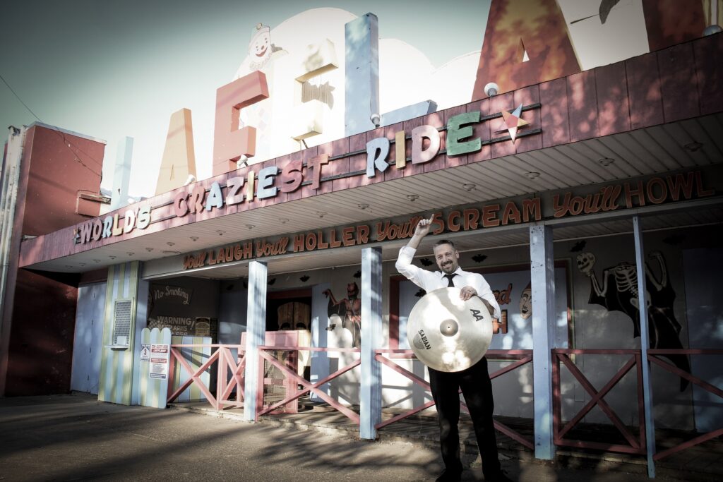 Patrick Blakley with the worlds craziest ride - the Sabian 24" Bash Ride