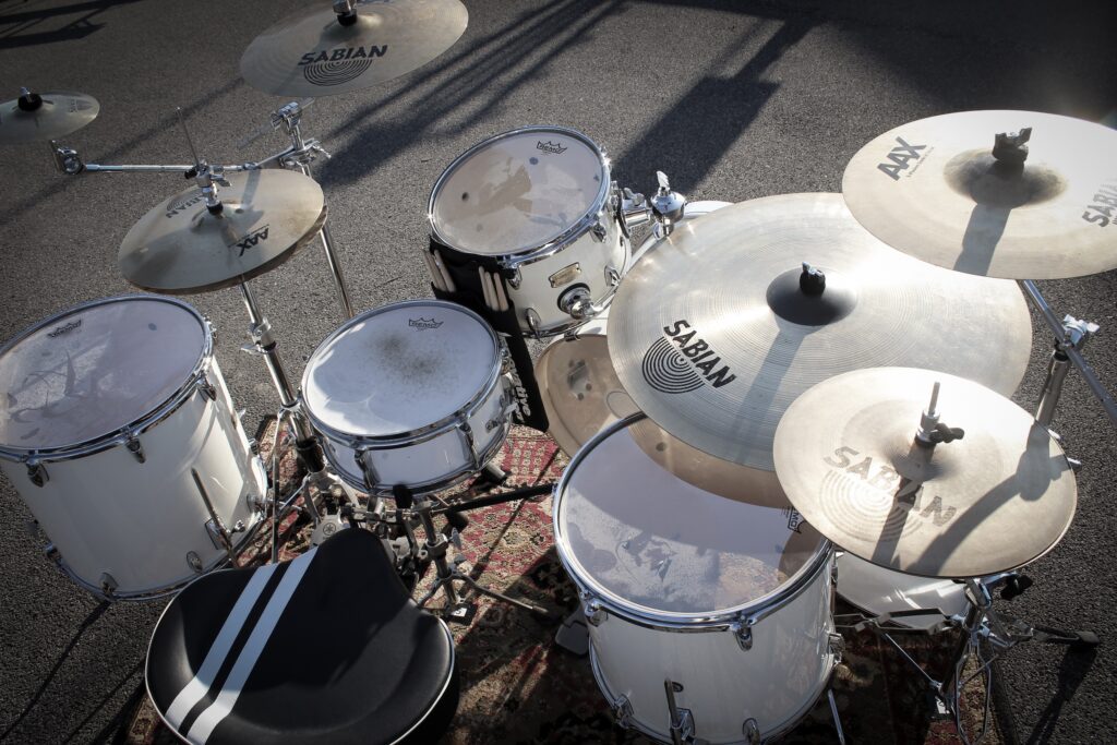 White Noise drum set from back right side